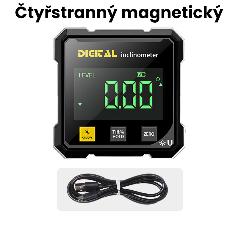 📐4 stranný magnetický digitálny uhlomer s laserom