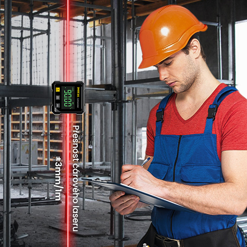 📐4 stranný magnetický digitálny uhlomer s laserom