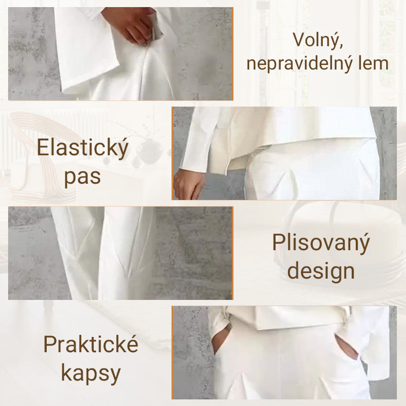 Dvojdielna súprava s dlhými rukávmi a nohavicami s okrúhlym výstrihom