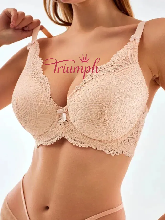 „Triumph®“ 5 vnt.💖50 % nuolaida✨Nėriniuota liemenėlė dideliems dydžiams, gili V formos [65A-120H]