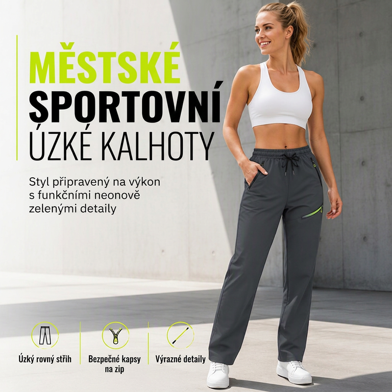 Dámske voľnočasové športové nohavice s vreckami na zips