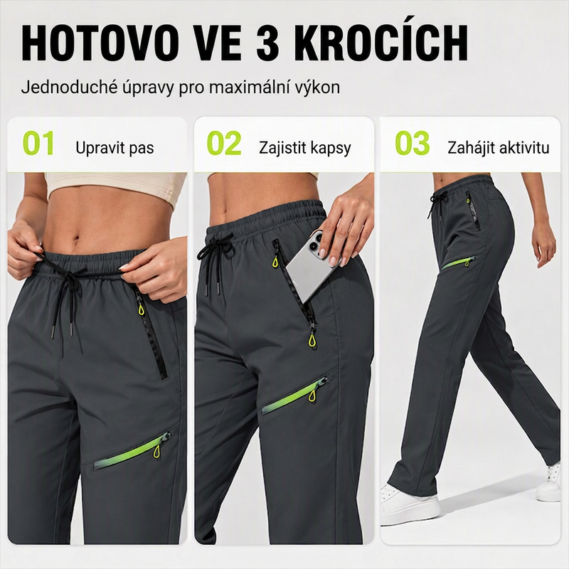Dámske voľnočasové športové nohavice s vreckami na zips