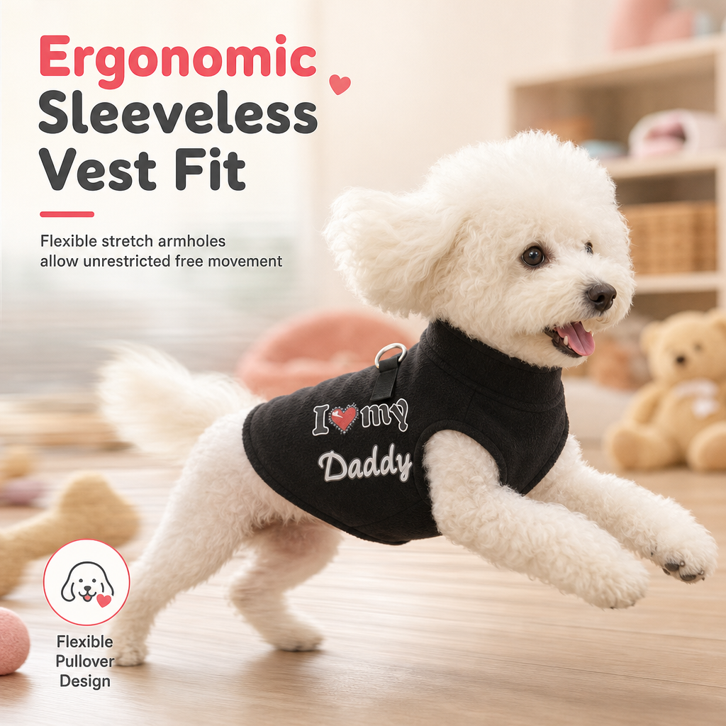 🐾 Teplý psí sveter s pútkom na vodítko – s nápisom ”Love Daddy & Mommy“, pre pohodlné zimné prechádzky ❄️✨
