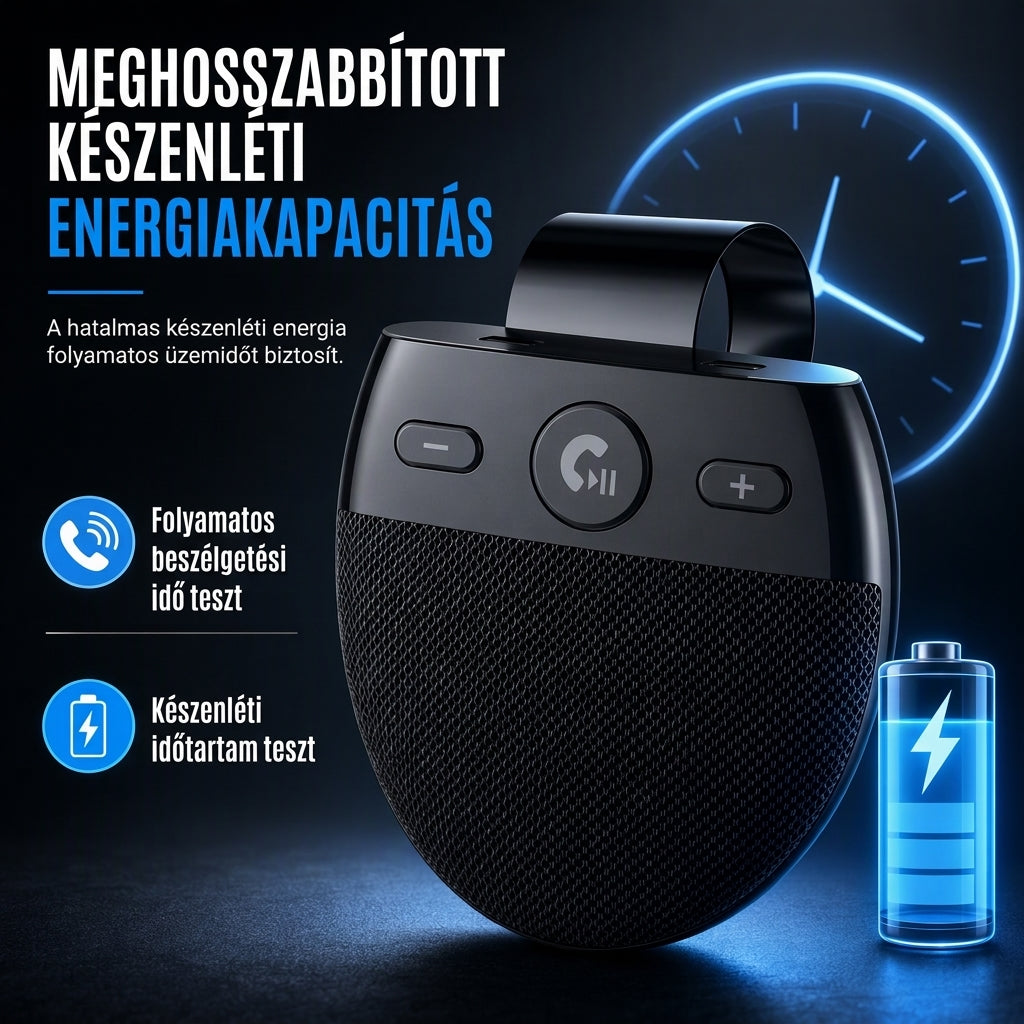 🚗 SP11 – Bluetooth handsfree zariadenie do auta s integrovaným slnečným štítom, s funkciou automatického zapnutia pri detekcii vibrácií, podporuje A2DP a hlasové upozornenie na prichádzajúce hovory